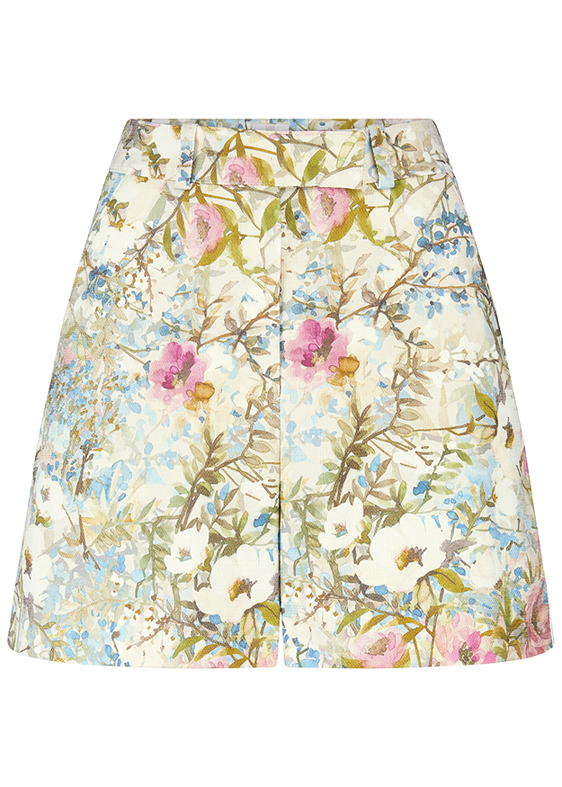 Röcke, Blumenmuster, Midirock, Leinwandoptik, Pastellfarben