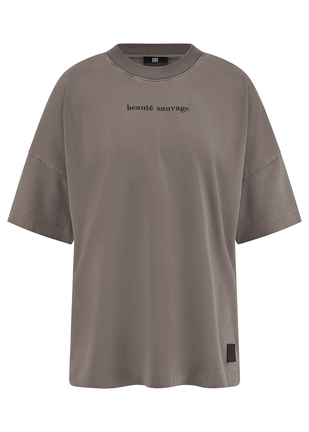T-Shirt, Kurzarm, Unisex, Baumwolle?, Beige/Grau