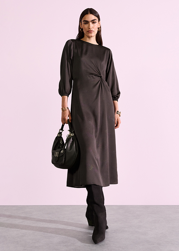 Mantel, Kleid, Handtasche, Langarm, Modisch