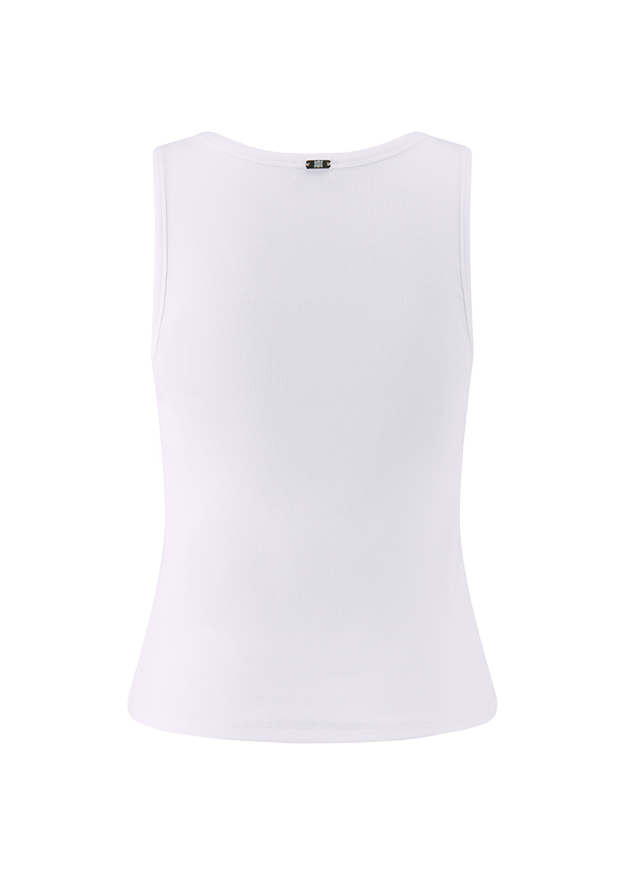 Tanktop, Weiß, Ärmellos, Rippenoptik, Basisteil