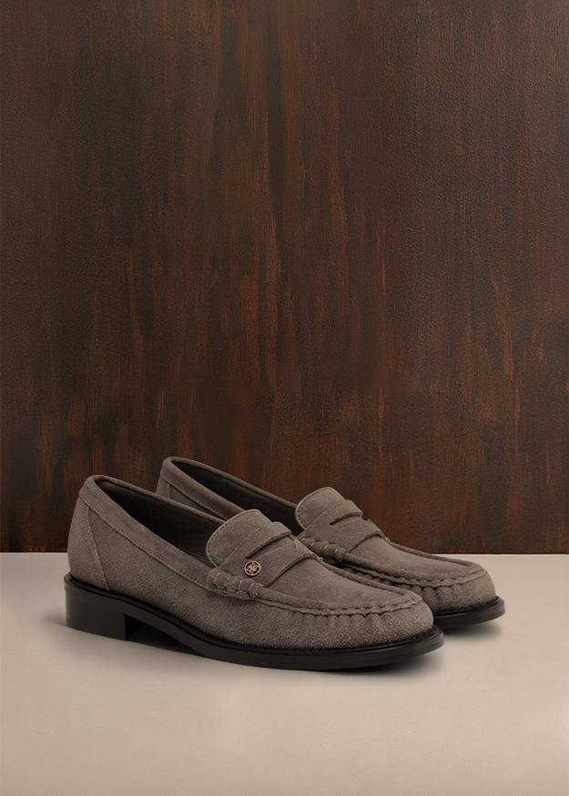 Slippern, Loafers, Grau, Mokassins, Wildleder