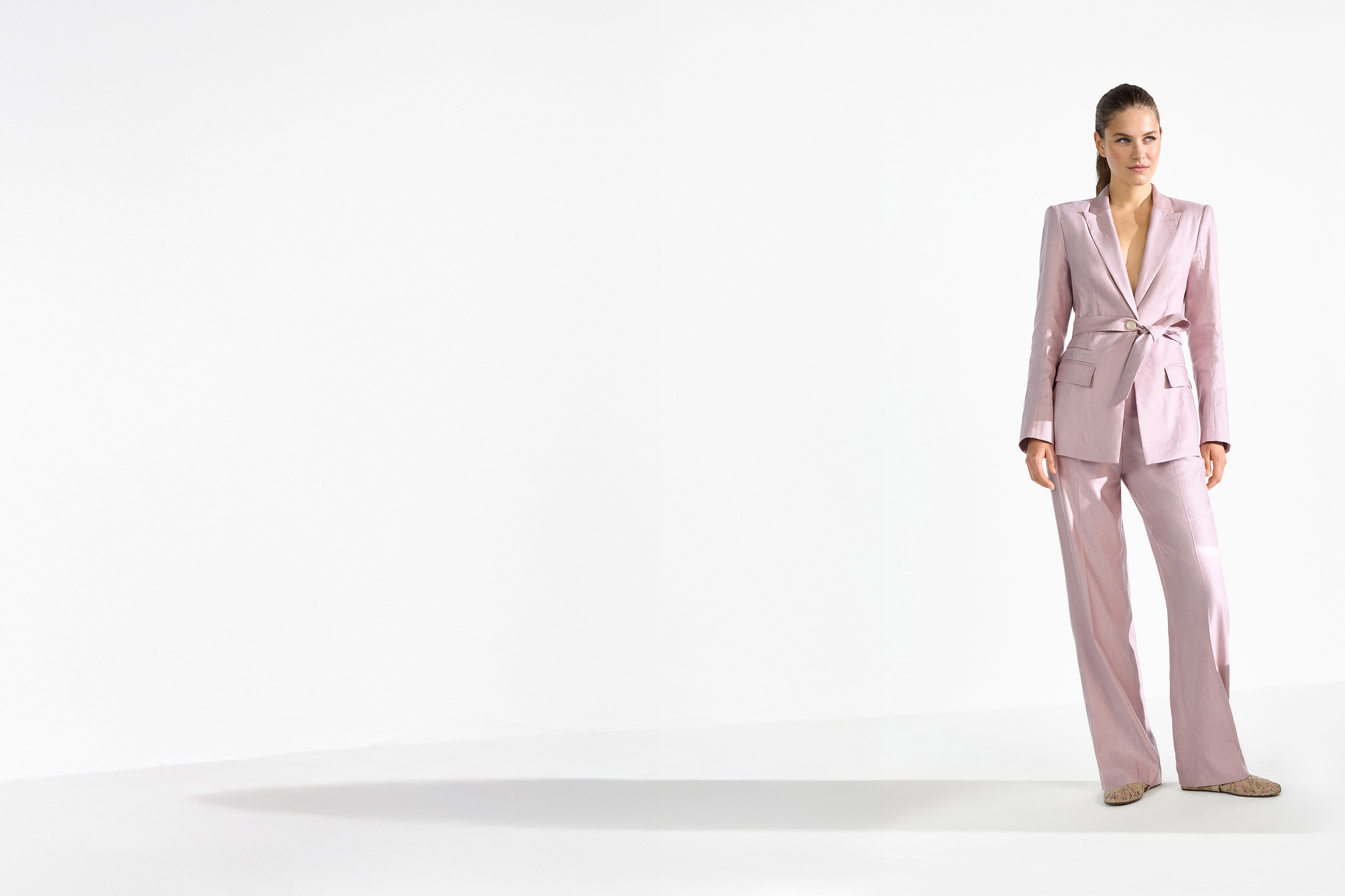 blazer, hosenanzug, rosa, einreihiger blazer, taillierter blazer