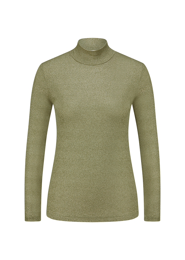 turtleneck, long-sleeve, knitted, olive, top