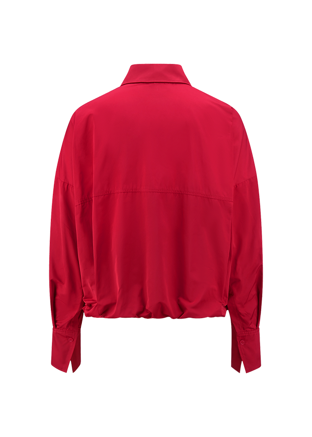 Rote Bluse, Langarm, Umlegekragen, Knopfleiste, Einfarbig