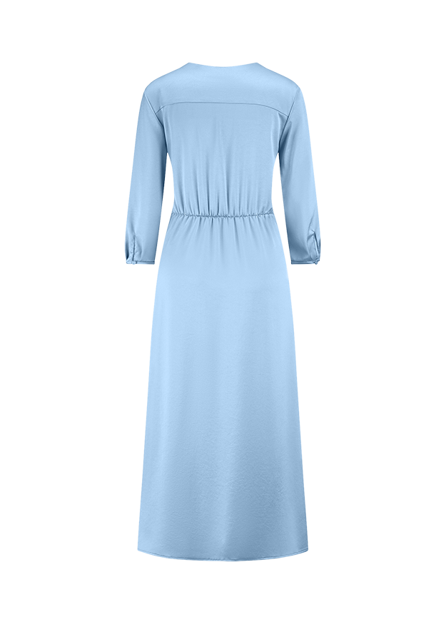 Hemd-Shirtkleid, Langarm, Kleid, Kleid mit Taillengummi, Pastellblau