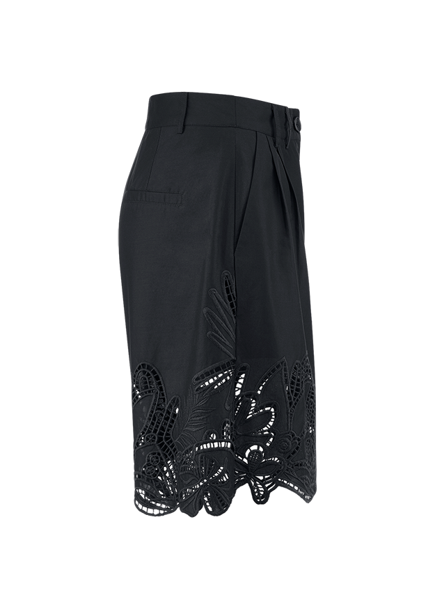 Hose, Röcke, knie, knielang, Stickerei, Lace, Schwarz, Taillengürtel