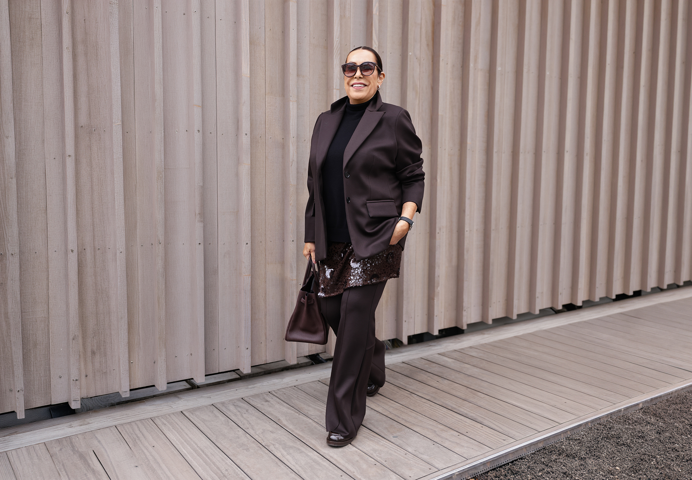 Anzug, Blazer, Hose, Schwarz, Sequins