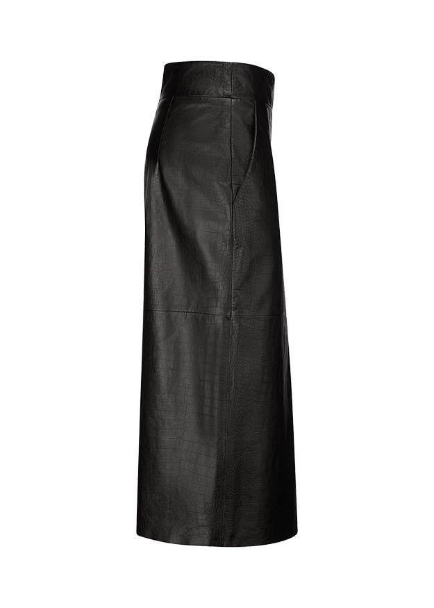 leder, rock, schwarz, lang, hautenge