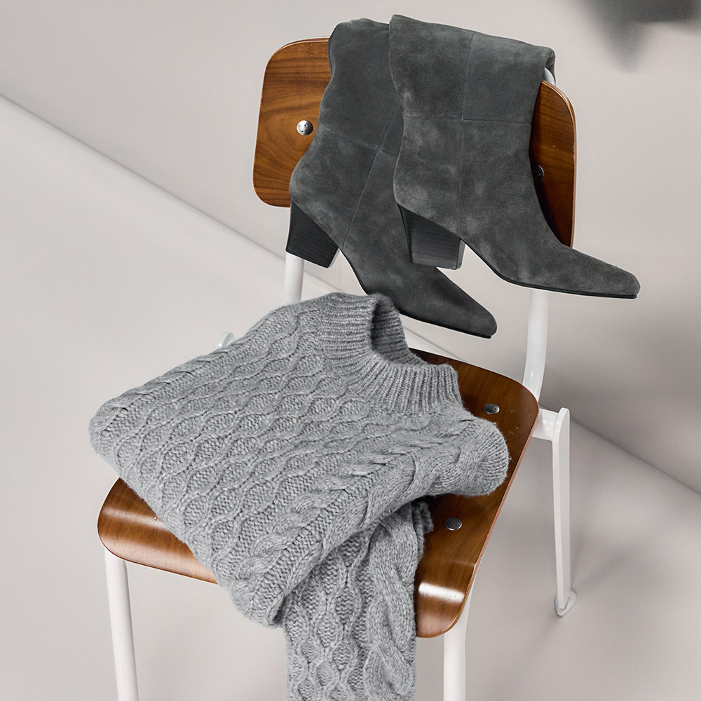 Stiefel, Stiefeletten, Grau, Kunstleder?, Knöchelhoch