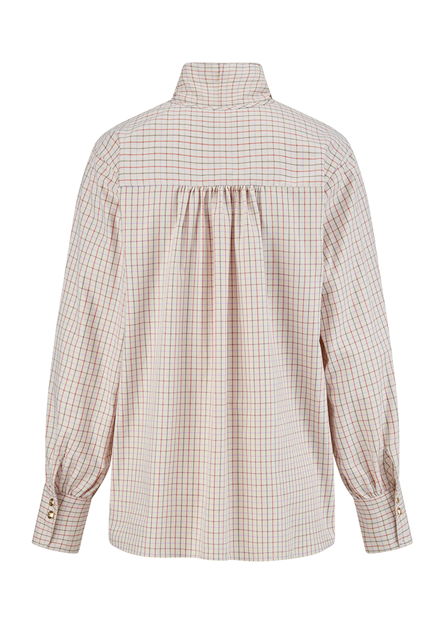 Bluse, Karo, Puffärmel, Gleicher Rücken, Knopfmanschetten