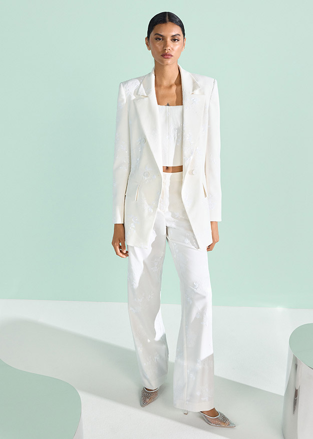 blazer, pantsuit, weiß, zwei-teiliger, jacke, white suit, blazer, trouser suit, two-piece, embellished pattern