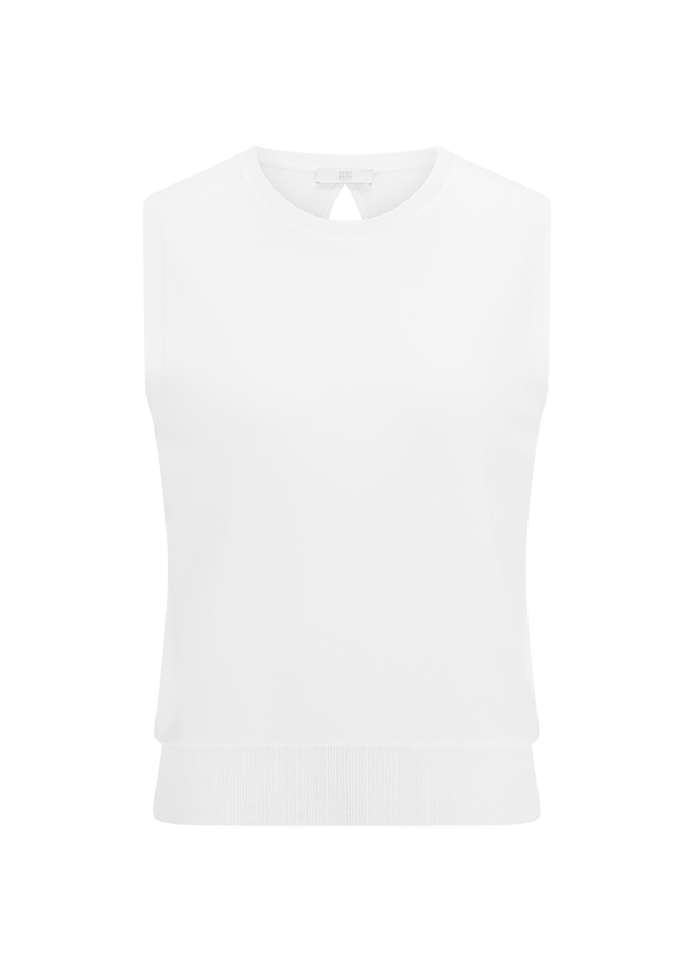 weißer pulls, tanktop, knit, runde ausschnitt, losenarm