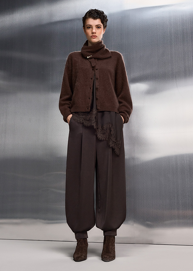 Mantel, Haarträger?, cardigan, dunkelbraun, Oversized-Hose