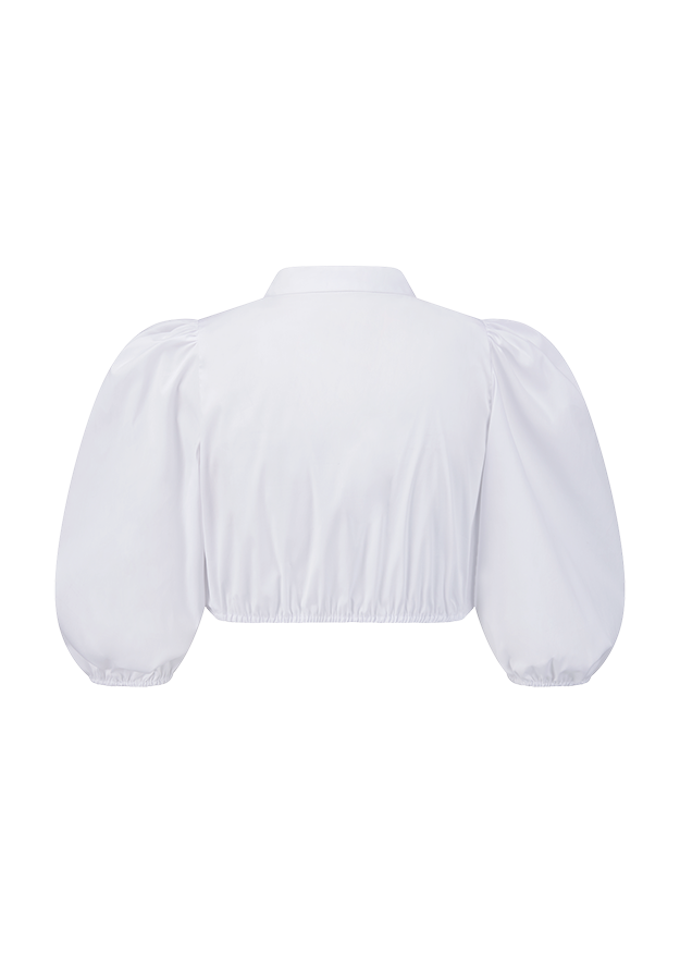 Weiß, Puffärmel, Bluse, Kragen, Bowlingärmel