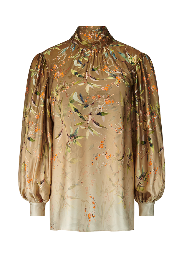 Blusentop, Bluse, Bluse mit Muster, Blumenprint, High-Neck