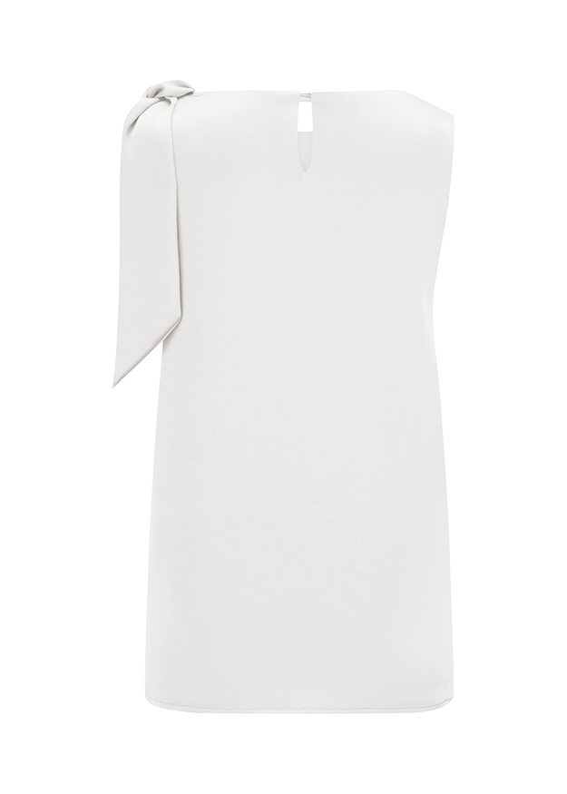 weiss, kleid, einfarbig, ohne muster, one-shoulder
