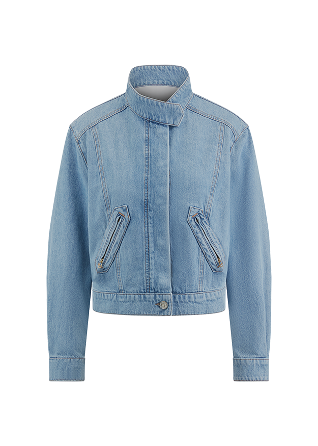 Denim, Jeansjacke, Kragenjacke, Reißverschluss, Koffertaschen