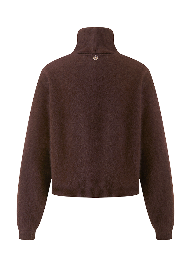 braun, Pullover, Strick, Rollkragen, Fleckenlos