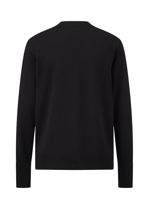 Schwarz, Sweatshirt, Rundhals, Langarm, Kleiner-Kastenhals?