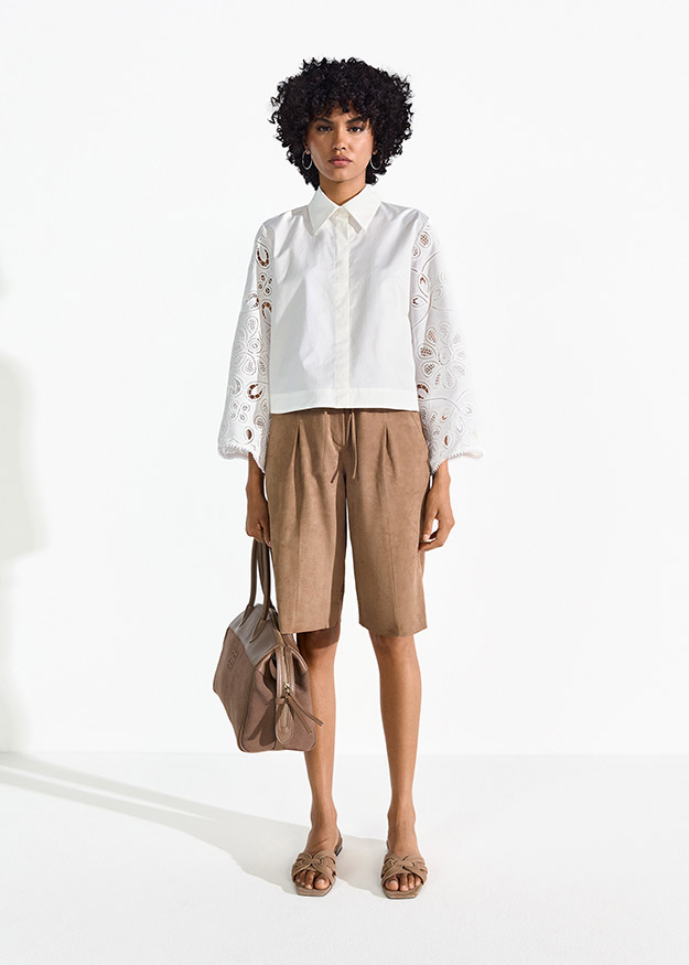 Bluse, Kurze Hosen, Langarm, Ärmel, Sandale