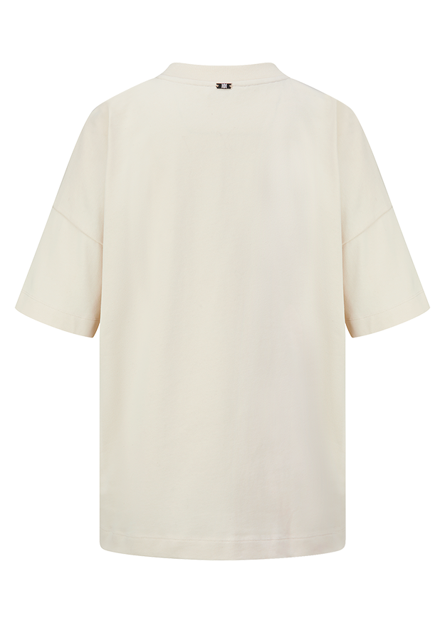 T-Shirt, Kurzarm, Beige, Loose Fit, Rundhals