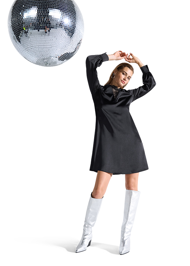 Satinkleid mit Ballonärmeln