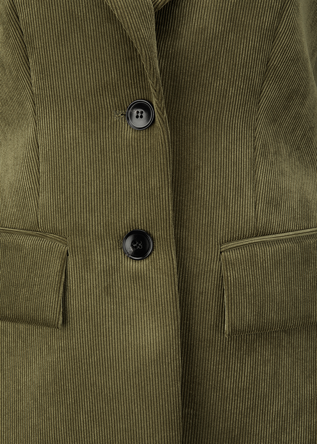 Baumwolle, Blazer, Olivgrün, Taschen, Knöpfe