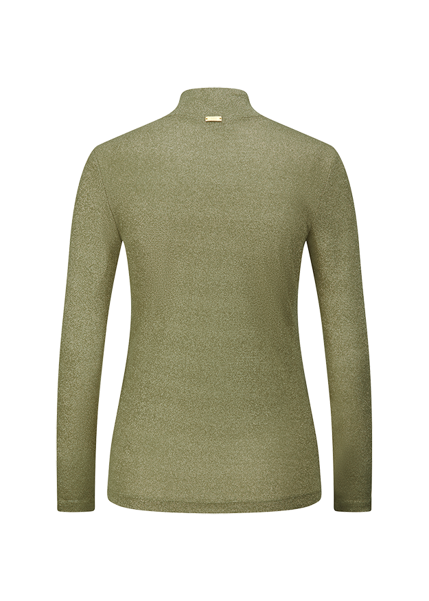 langarmshirt, Rollkragen, Strickware, Olivgrün, einfarbig