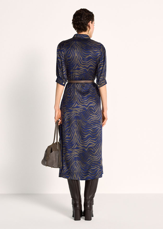 Kleid, Midikleid, Animal-Print, Zebr Muster, Synthetischer Stoff