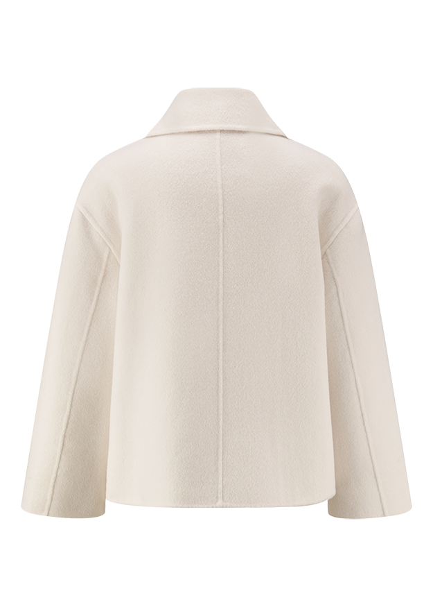Wolljacke, Oversize, Kragen, Beige, Langärmelig