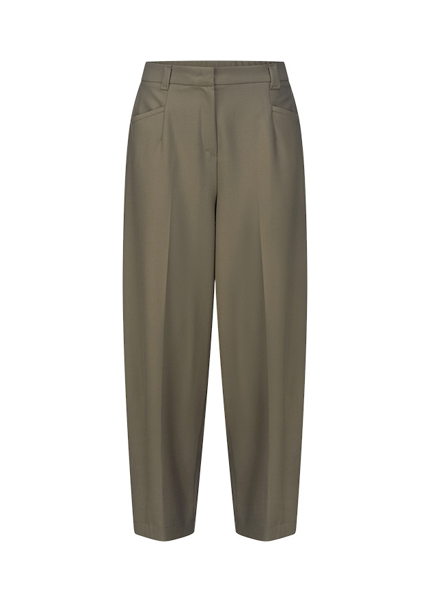 Hose, Kordeln (Gürtel), Weite normal, Seitenfächer, Beige-oliv