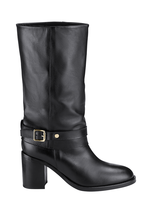 Stiefel, Lederstiefel, Gürtelschnalle, Knöchelhoher Stiefel, Schuh mit Absatz