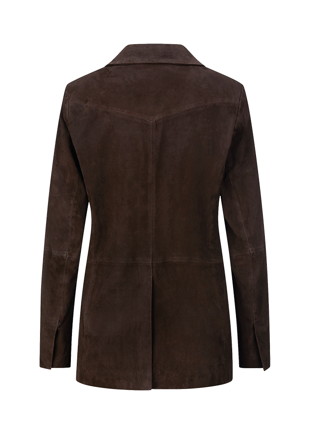 Hemdjacke, Lederlook, Braun, Rückenansicht, Ventschnitt