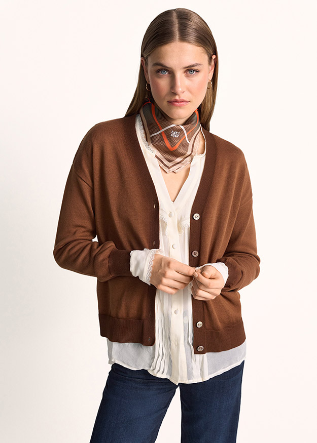 Cardigan, Braun, warm, Layering, Schal