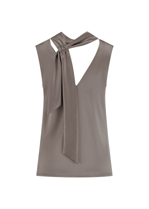 Top, Bluse, Samtoptik, Taillierter Kragen, Schleifen detail, V-Ausschnitt