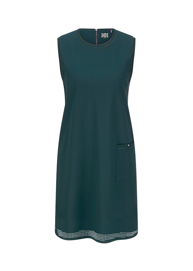 Putzkleid, Ärmellos, Kleid mit Perforation, Seitentasche, Perforiertes Muster