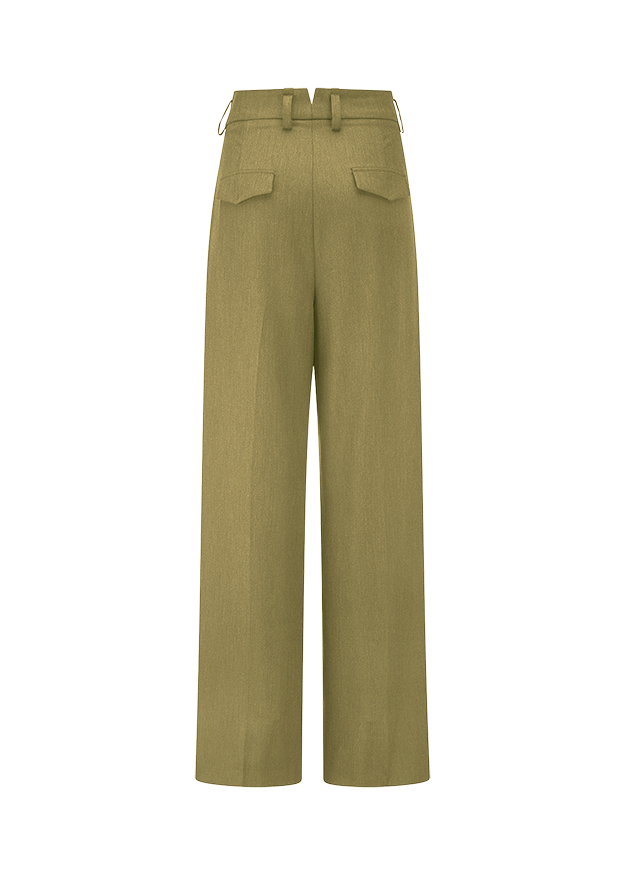 hose, weite passform, hohe taille, hinten taschen, olive