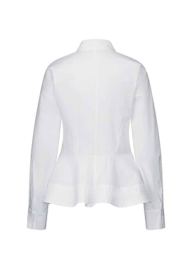 white, Blazer, Peplum, Kragen, Langarm