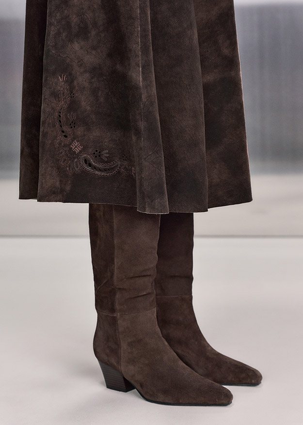 Kuhfellstiefel, Stiefel, Stiefel mit Absatz, Knee-High Boots, Schuhe