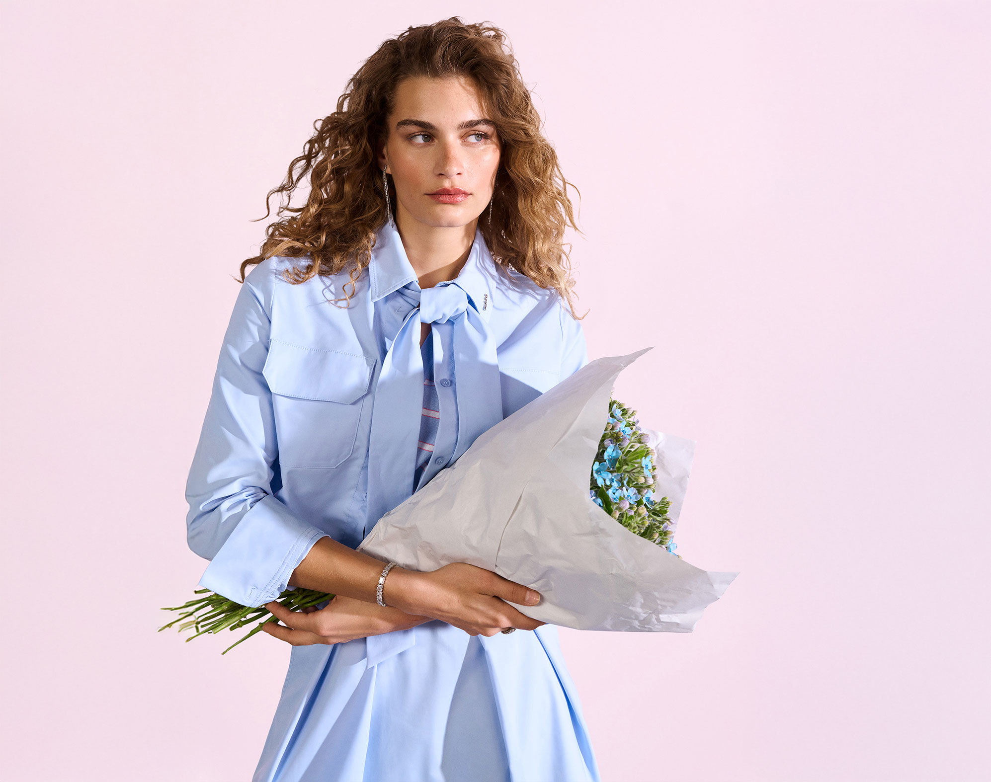 Blumen-Arrangement, Blumenstrauß, Hemd, Langarm, Bluse