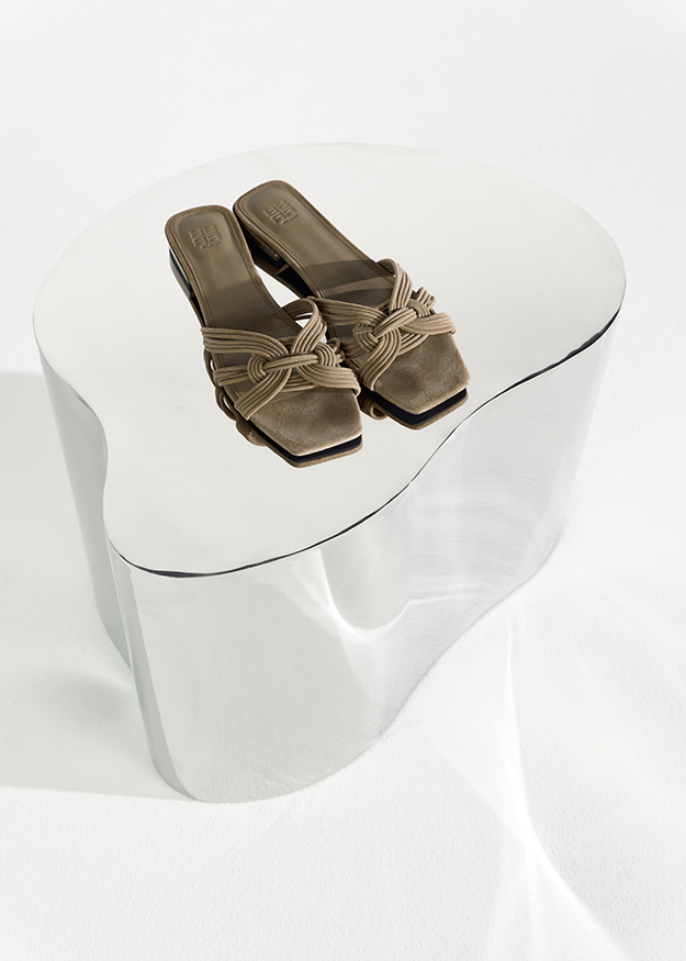 Schuhe, Sandalen, Kettenriemen, Mittelabsatz, Beige