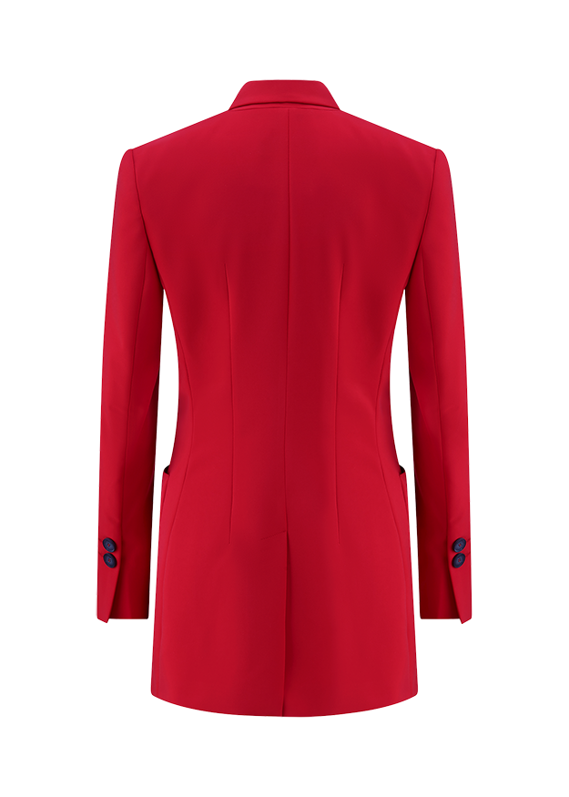 Blazer, Rote Jacke, Langarm, Knopfdetails, Abnäher