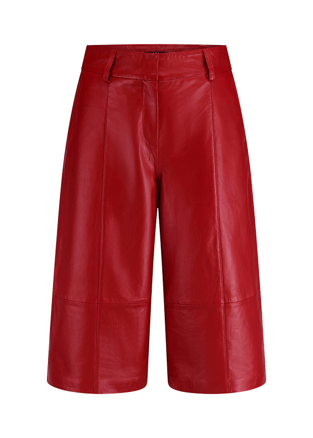 Lederhose, Culotte, Rot, Weites Bein, Hoher Bund