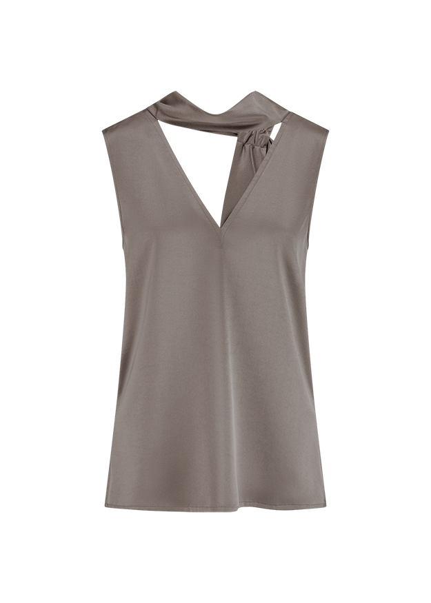Top, Samt, V-Ausschnitt, Schlitz-Details, Schlicht