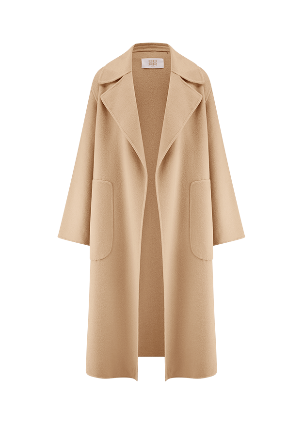 Mantel, Beige, Pockets, Wollmantel, Länge Midi
