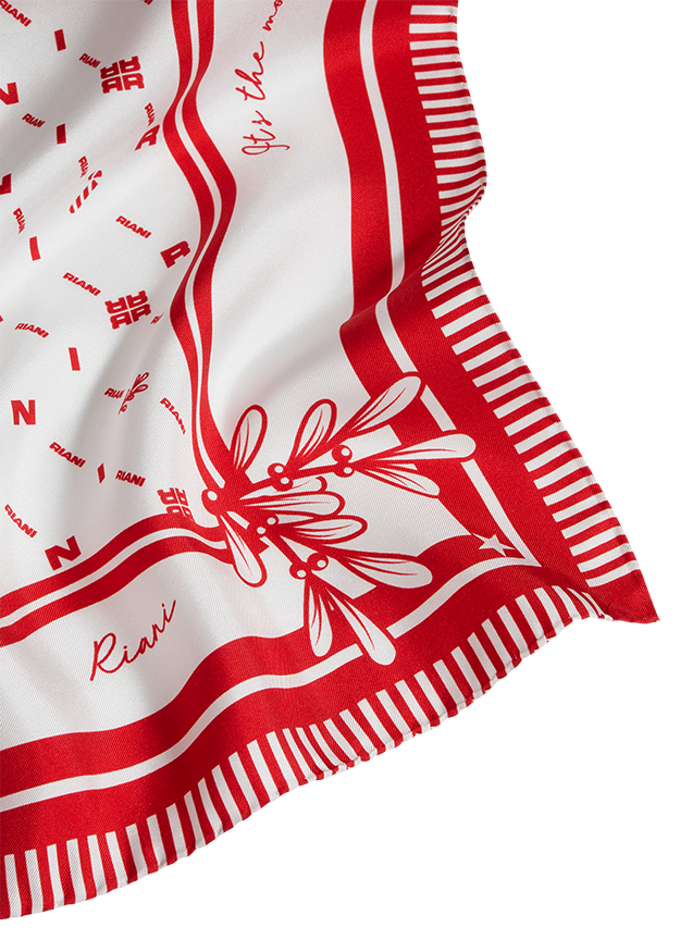 Seidentuch, rot-weiß, Streifenmuster, Blumenmuster, quadratisch