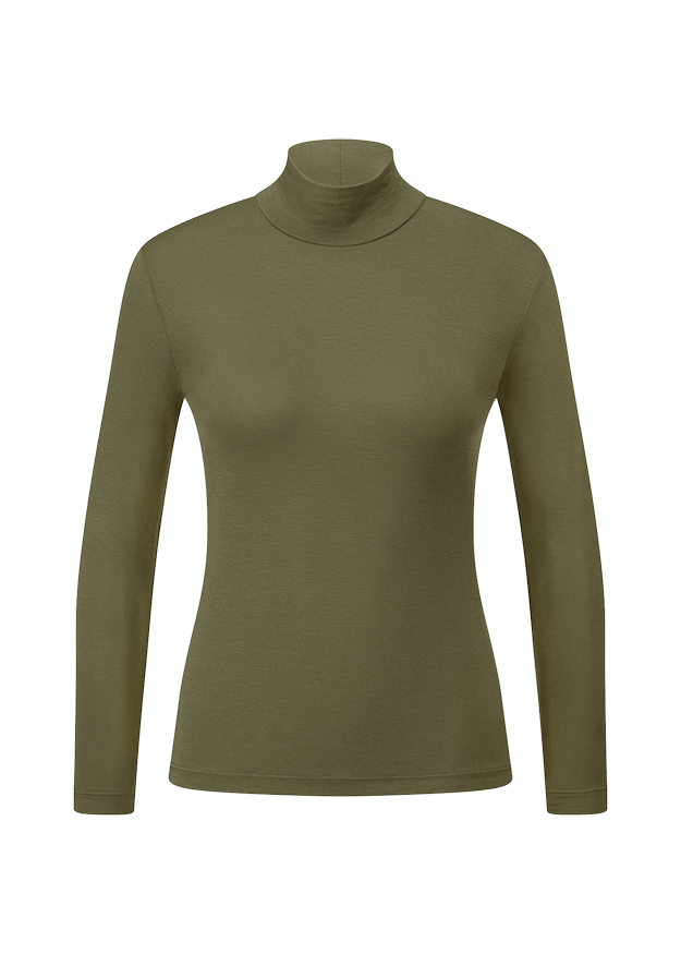 Turtleneck, Langarm, Oliv, Strick, Top