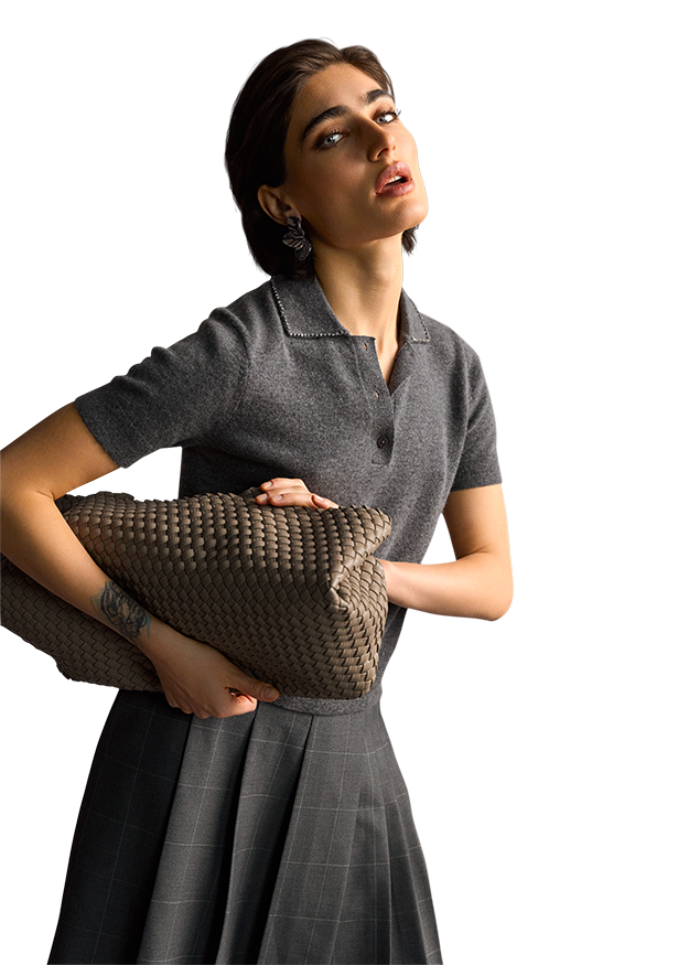 Knitted polo with rhinestone detail Knitted polo with rhinestone detail