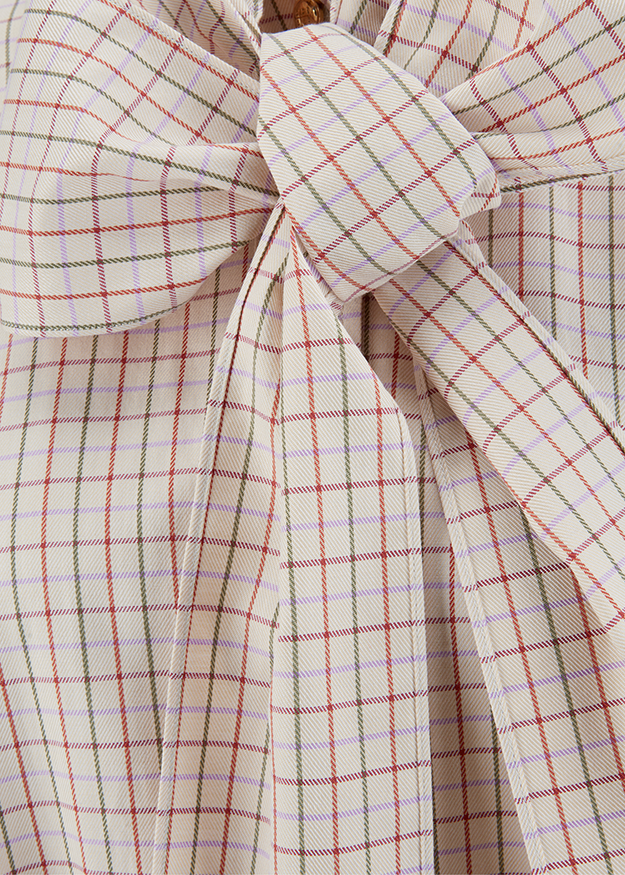 Burda Muster, Karo Muster, Seiden/Nessel Stoff, Hemd Bluse, Knoten Detail