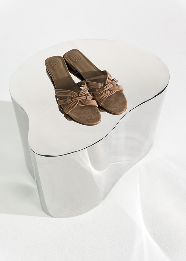 Pumps, Sandalen, Leder, Braun, Knoten-Detail